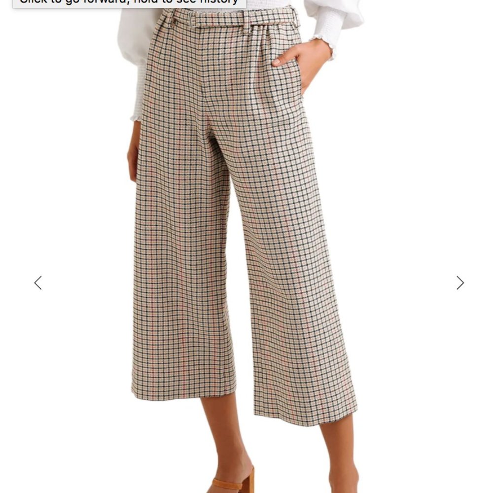 Maje Cropped Houndstooth Tweed Wide-leg Pants
